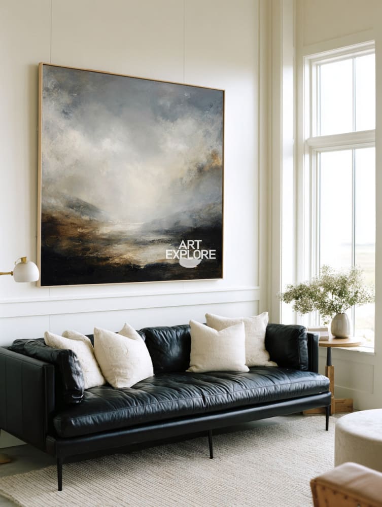 Atmospheric Black Clouds Landscape | Large Textured Wall Art by ArtExplore