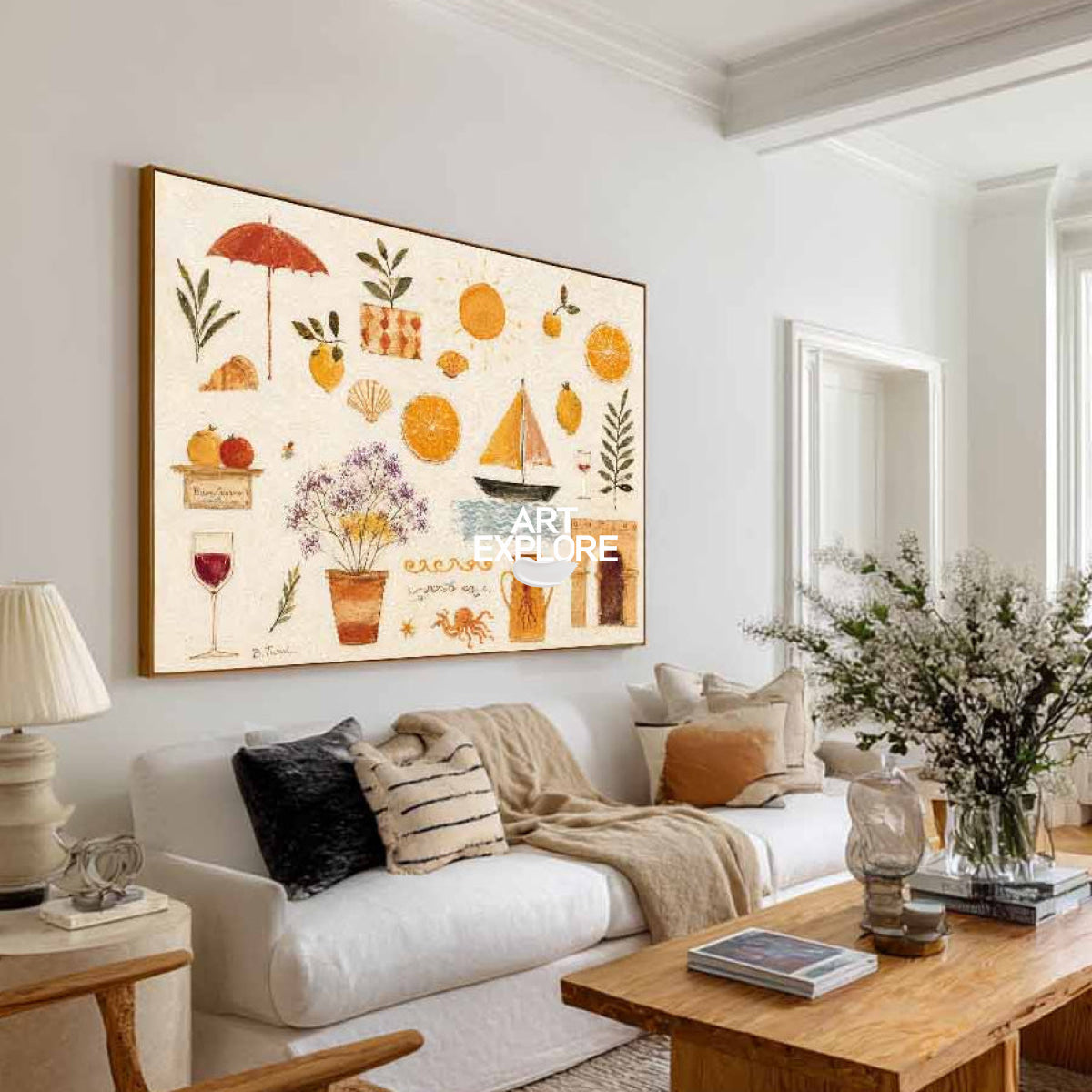 Mediterranean Style Orange Fruit Art For Kitchen And Dining Room Vintage Coastal Wall Decor