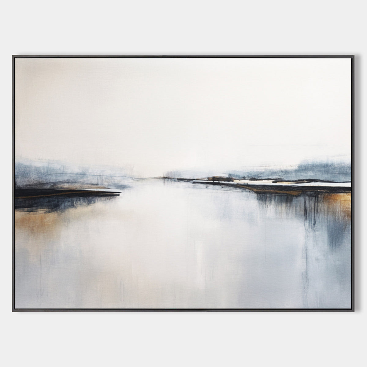 Beautiful Blue And White Sea Horizon Wall Art Modern Seascape Minimalist Abstract Art Painting