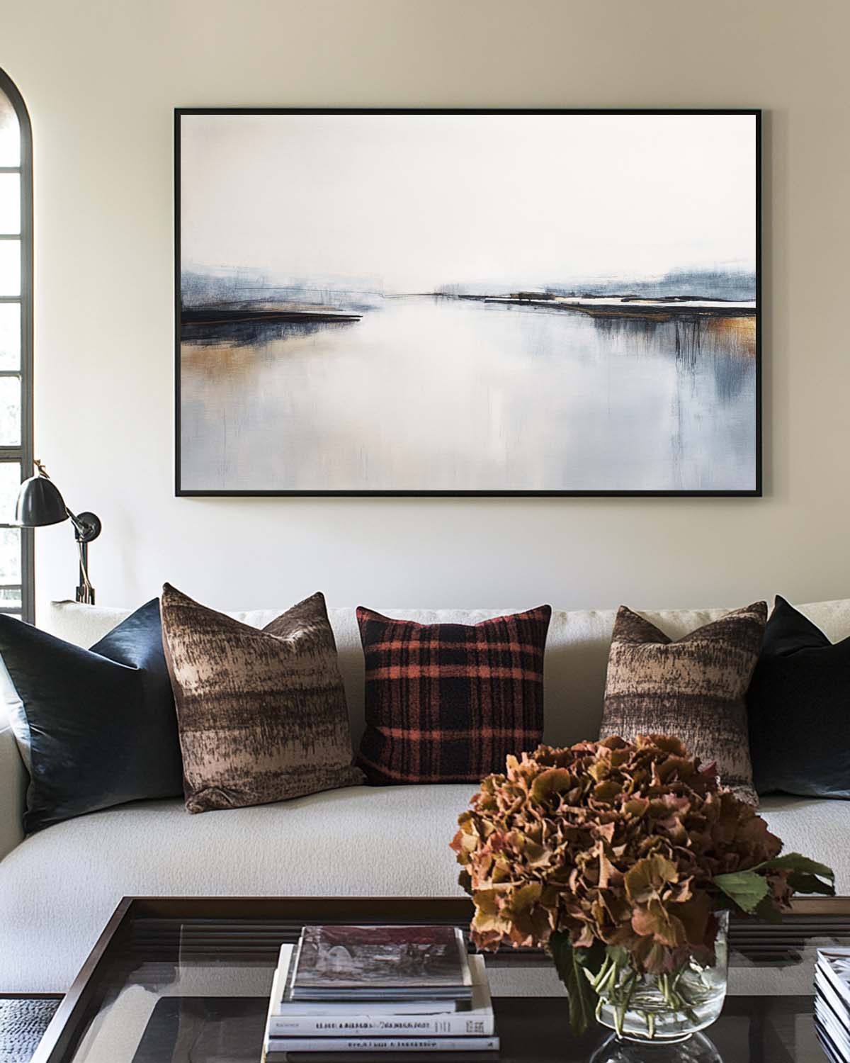 Beautiful Blue And White Sea Horizon Wall Art Modern Seascape Minimalist Abstract Art Painting For Livingroom