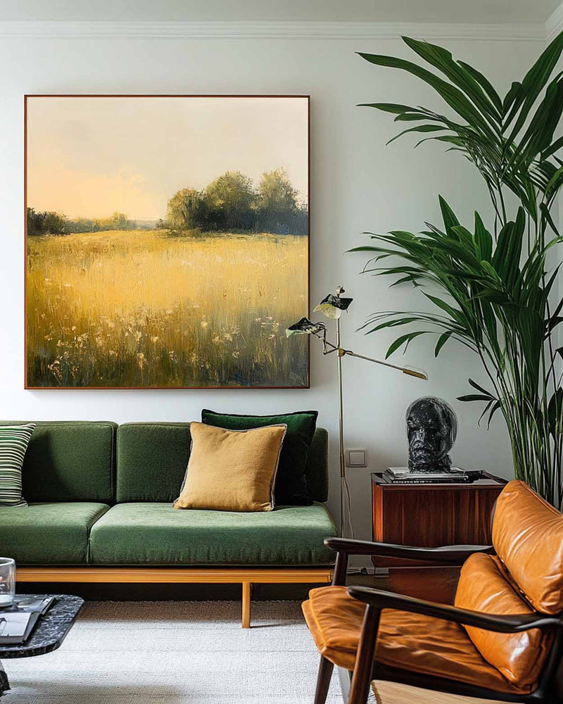 Green Field Painting Large Green Fields Wall Art Large Landscape Art Modern Fine Art For Livingroom