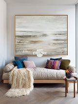 Beige Abstract Texture Painting | Large Monochrome Horizontal Decor ArtExplore