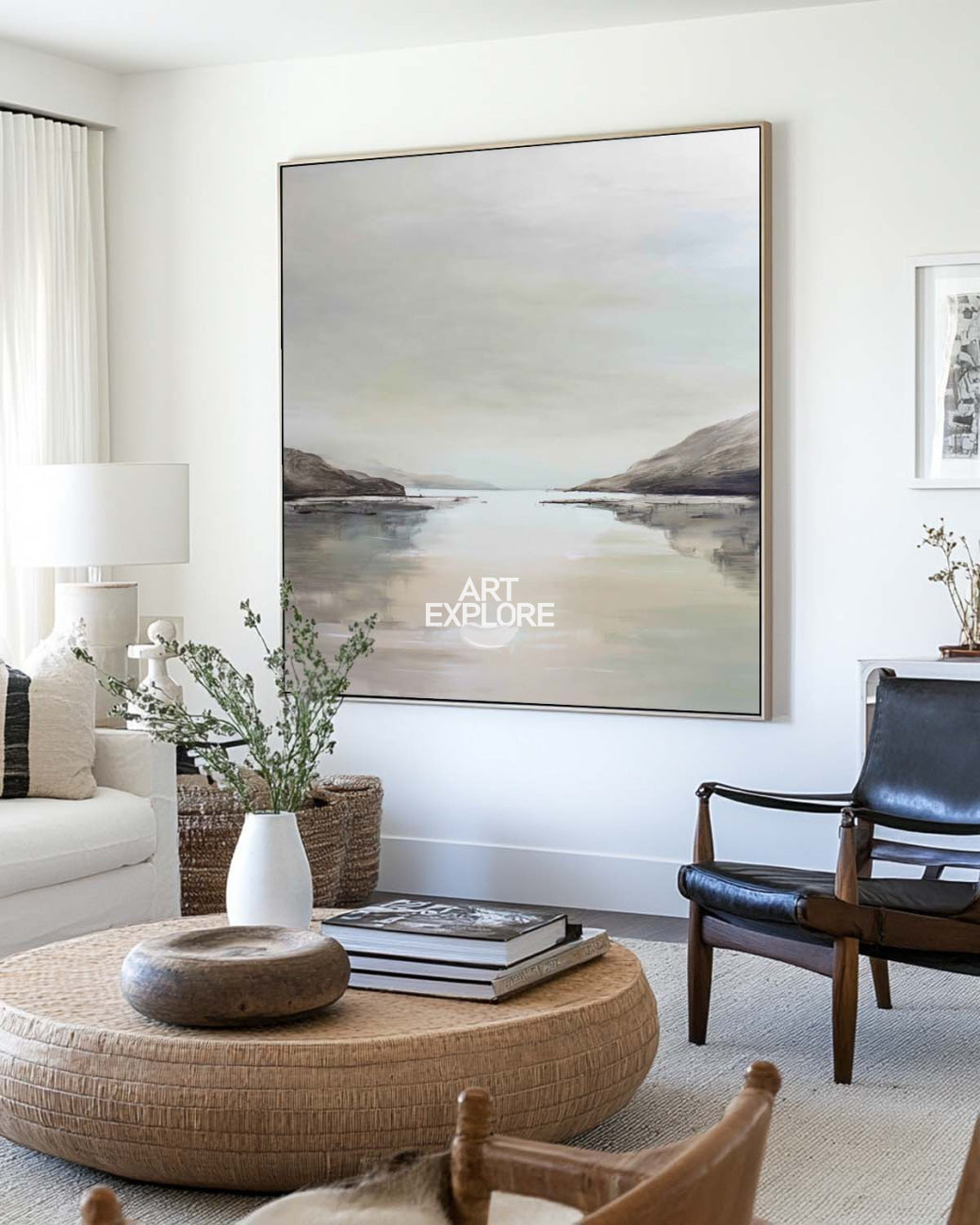 Beige Haze Waterscape Wall Art, Modern Minimalist Texture – ArtExplore
