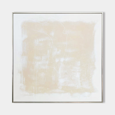 White and Beige Minimalist Abstract Art On Canvas Modern Painting Abstract Painting For livingroom