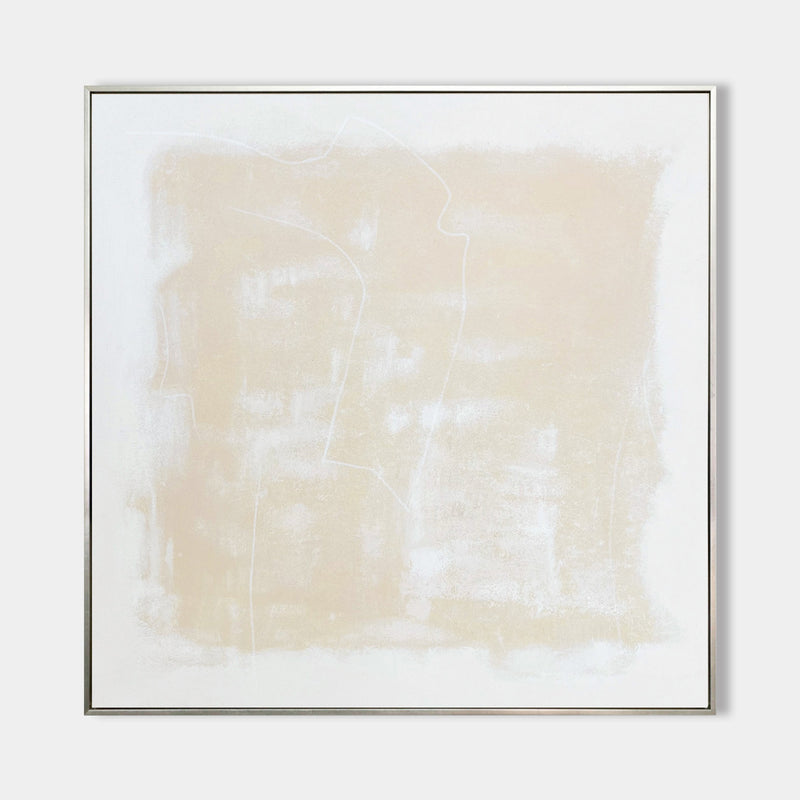White and Beige Minimalist Abstract Art On Canvas Modern Painting Abstract Painting For livingroom