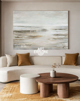 Beige Minimalist Texture Painting | Large Horizontal Modern Wall Art ArtExplore