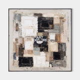 Beige Wabi-Sabi Textured Art | Handmade Square Canvas for Large Modern Walls ArtExplore