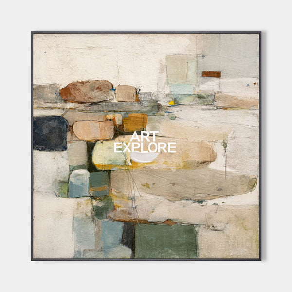 Beige Wabi-Sabi Textured Art | Handmade Square Canvas for Large Wall Decor