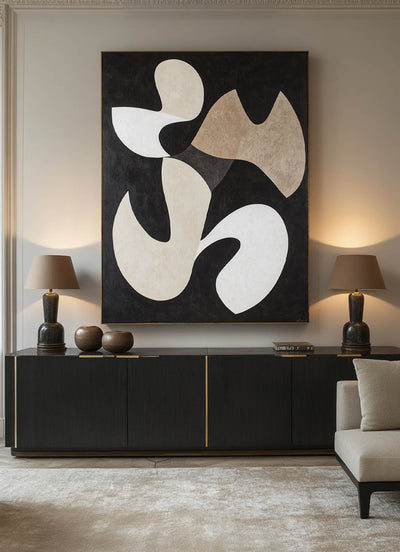Black And Beige Minimalist Wall Art Matisse Fauvism Oil Painting Black Texture Livingroom Wall Art