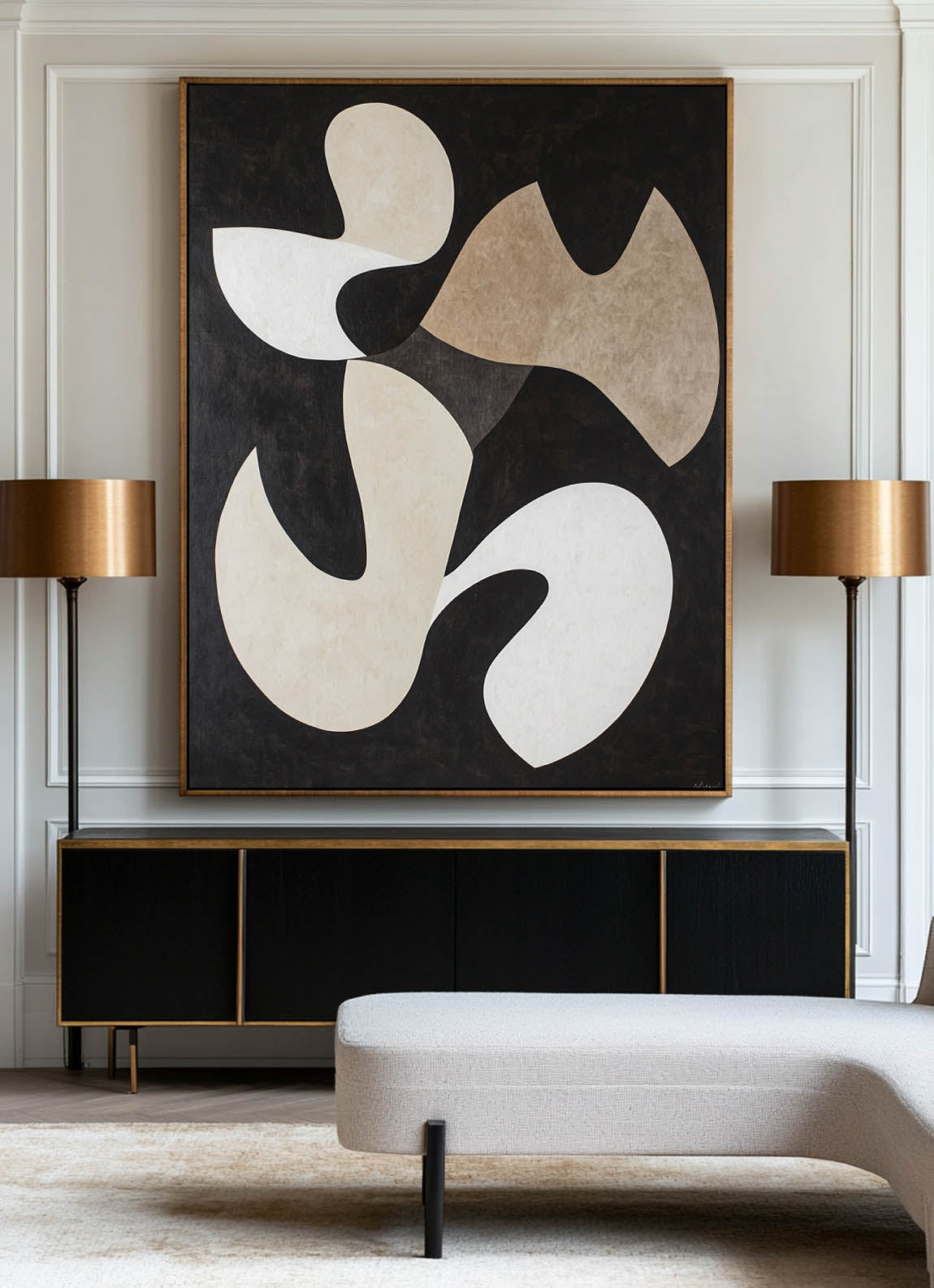 Black And Beige Minimalist Wall Art Matisse Fauvism Oil Painting Black Texture Livingroom Wall Art