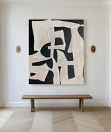 Black And White Canvas Painting Modern Minimalist Painting Abstract Canvas Wall Art For Livingroom