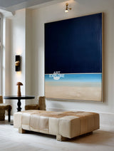 Black Blue Abstract Wall Art, Handmade Night Horizon Painting – ArtExplore