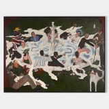 Black Minimalist Figurative Oil Artwork for Living Room | ArtExplore