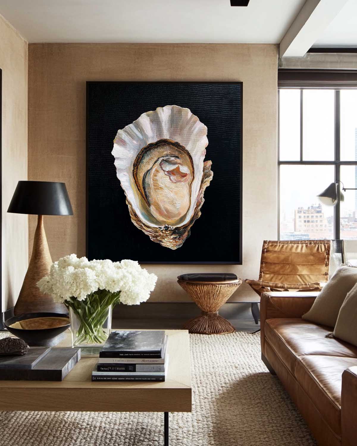 Black Oyster Oil Painting Modern Baroque Oyster Painting Oyster Wall Art Luxurious Artworks For Sale