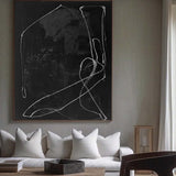 Black Textured Minimalist Art Rich Textured Wall Art Minimalist Painting Large Canvas Wall Art