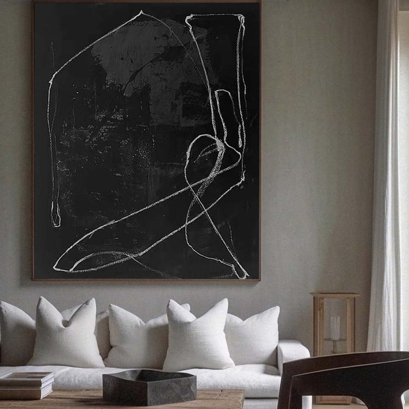 Black Textured Minimalist Art Rich Textured Wall Art Minimalist Painting Large Canvas Wall Art