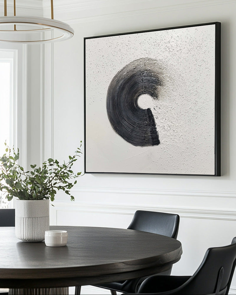 Black and White Wabi-Sabi Painting | Large Minimalist Textured Wall Art | ArtExplore
