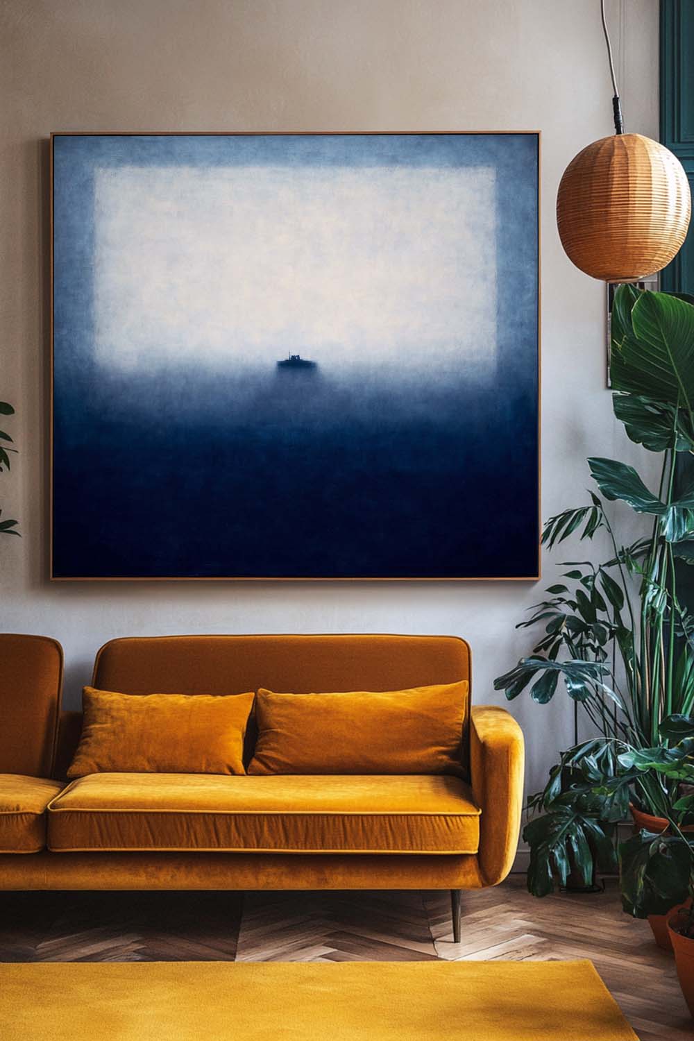 Blue Abstract Wall Art – Handmade Oil on Canvas Painting for Bedroom Decor | ArtExplore