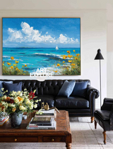 Blue Coastal Sea Artwork on Canvas for Living Room or Office – ArtExplore