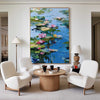 Blue Lotus Wall Art Painting Lage Water Lily Impressionist Painting Blue Texture Wall Art for Sale