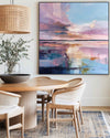 Large Blue Lake Wall Art Texture Wonderland Wall Art Modern Minimalist Landscape Painting For Sale