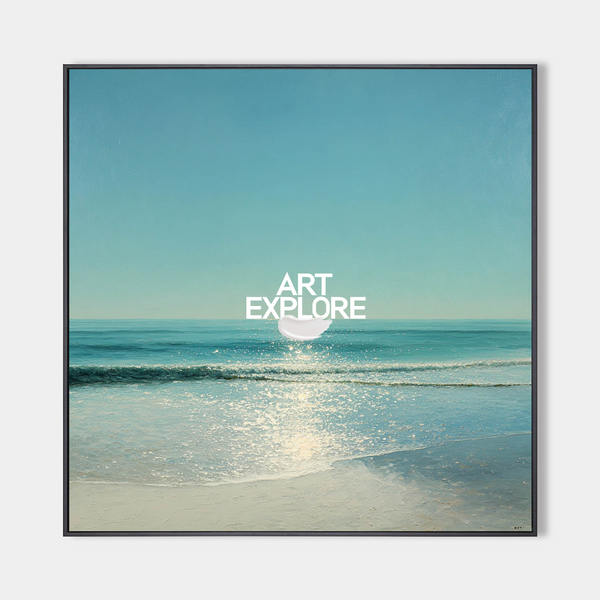 Blue Sea Ripple Square Painting – Modern Coastal Art for Walls – ArtExplore