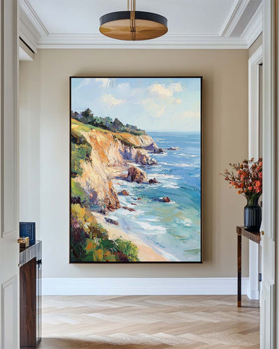 Seaside Landscape Oil Painting Large Textured Seaside Wall Art Modern Fine Art Paintings for Sale