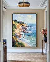 Seaside Landscape Oil Painting Large Textured Seaside Wall Art Modern Fine Art Paintings for Sale