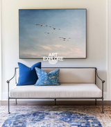 Blue Skies and Birds Painting | Tranquil Modern Wall Art | ArtExplore