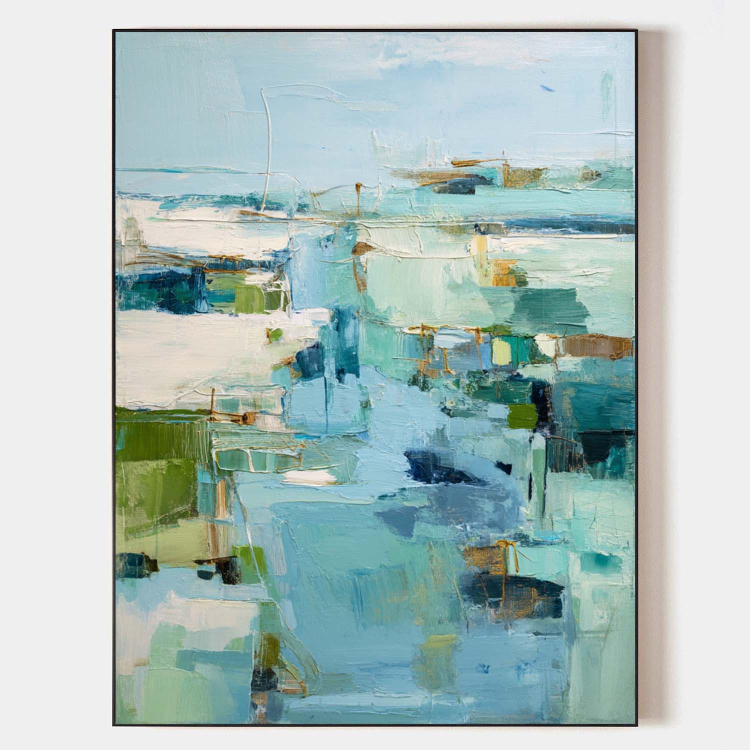 Blue Texture Wall Art Blue Abstract Canvas Painting Large Abstract Texture Painting Blue Fine Art