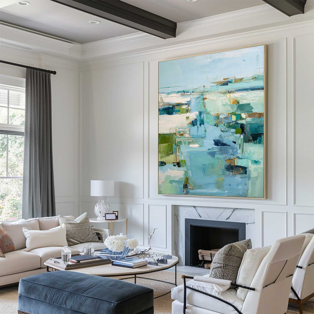 Blue Texture Wall Art Blue Abstract Canvas Painting Large Abstract Texture Painting Blue Fine Art