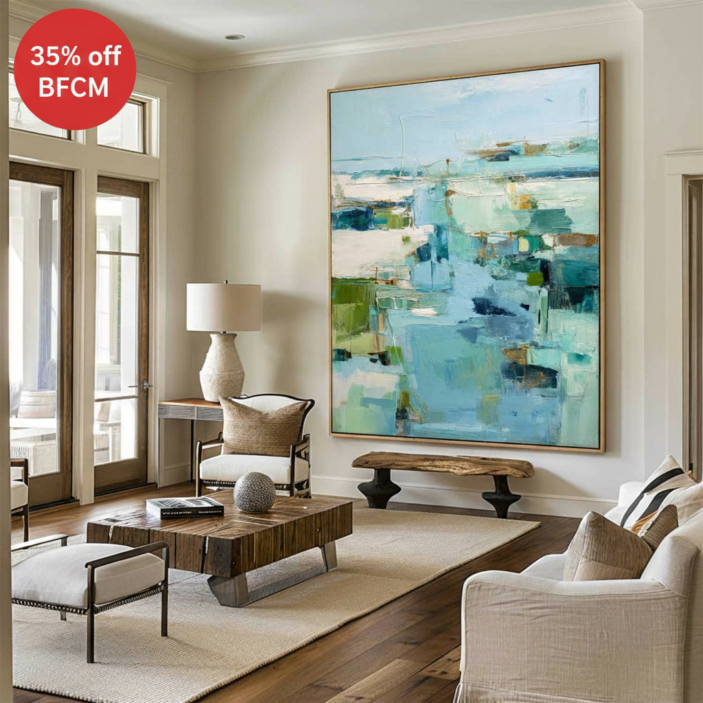 Blue Texture Wall Art Blue Abstract Canvas Painting Large Abstract Texture Painting Blue Fine Art