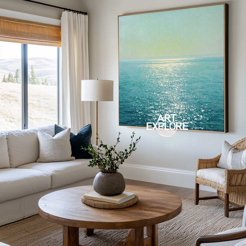 Blue Water Sparkle Artwork – Handmade Seascape for Modern Home | ArtExplore