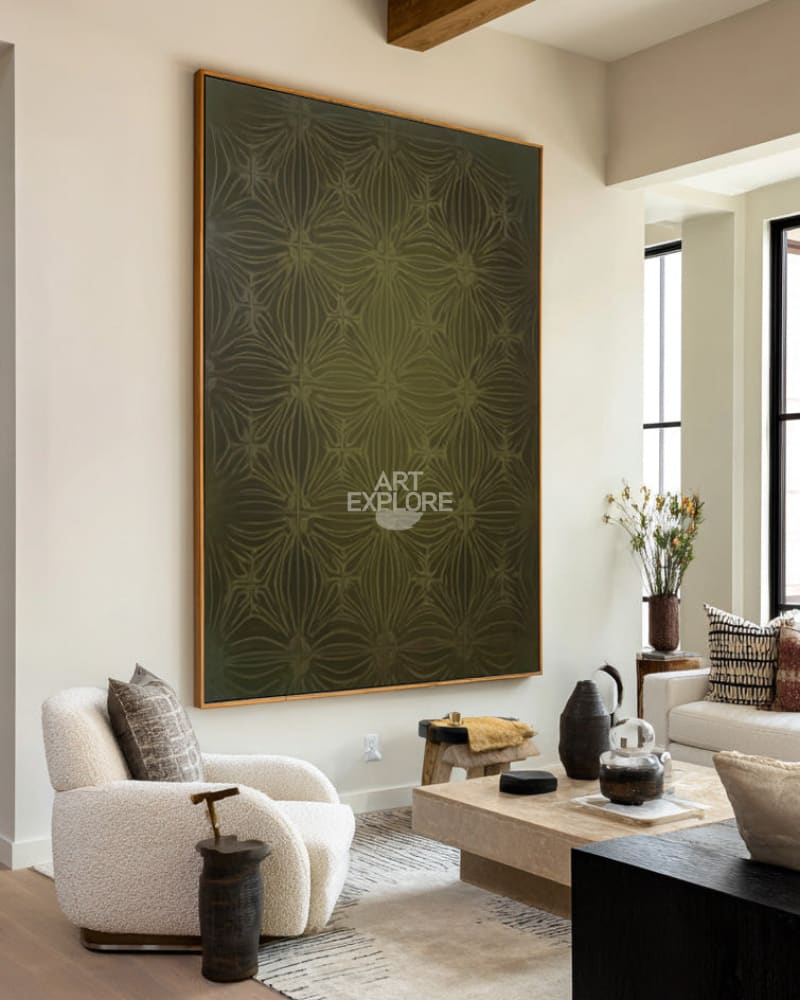 Boho Deep Green Pattern Art for Hallway, Lounge & Office | ArtExplore