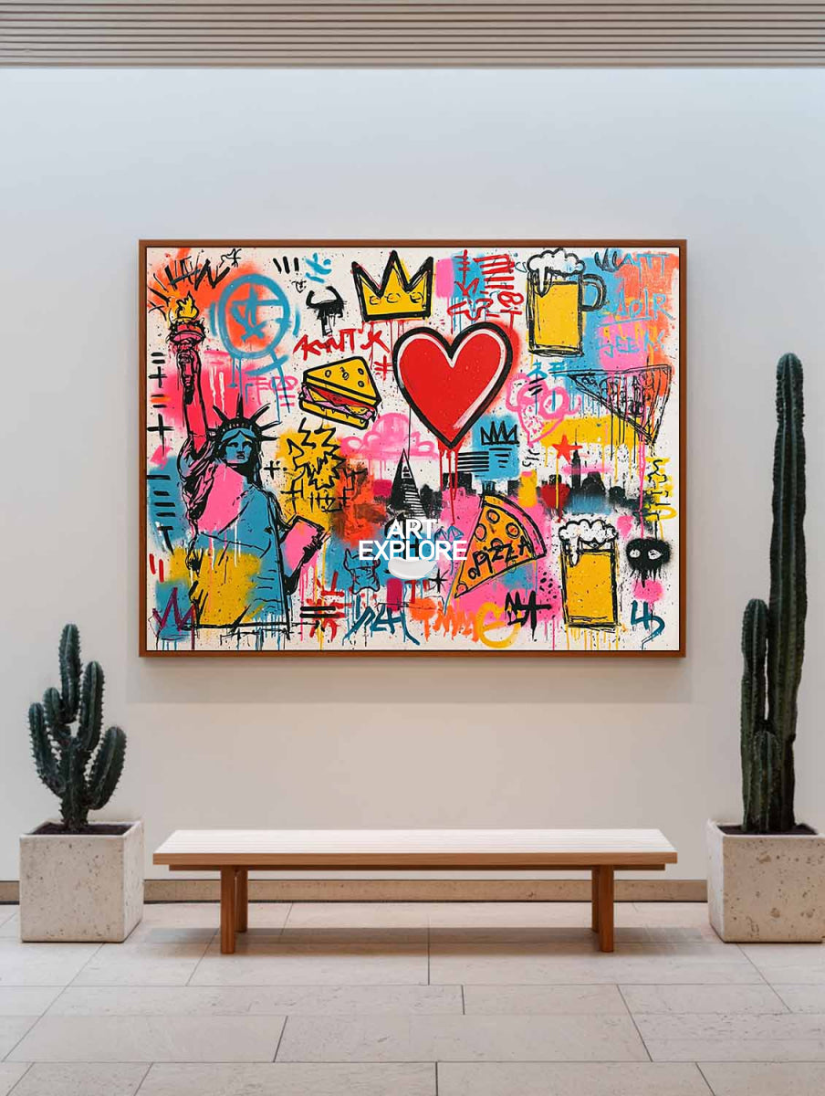 Colorful Graffiti Wall Art For Modern Living Room And Game Room