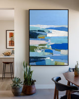 Bold Blue Abstract Wall Art, Handmade Vertical Textured Canvas – ArtExplore