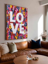 Bold Minimalist Love Art - Large Vertical Textured Canvas Wall Decor | ArtExplore