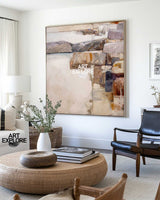 Brown Abstract Wabi-Sabi Texture | Large Minimal Square Handmade Canvas ArtExplore