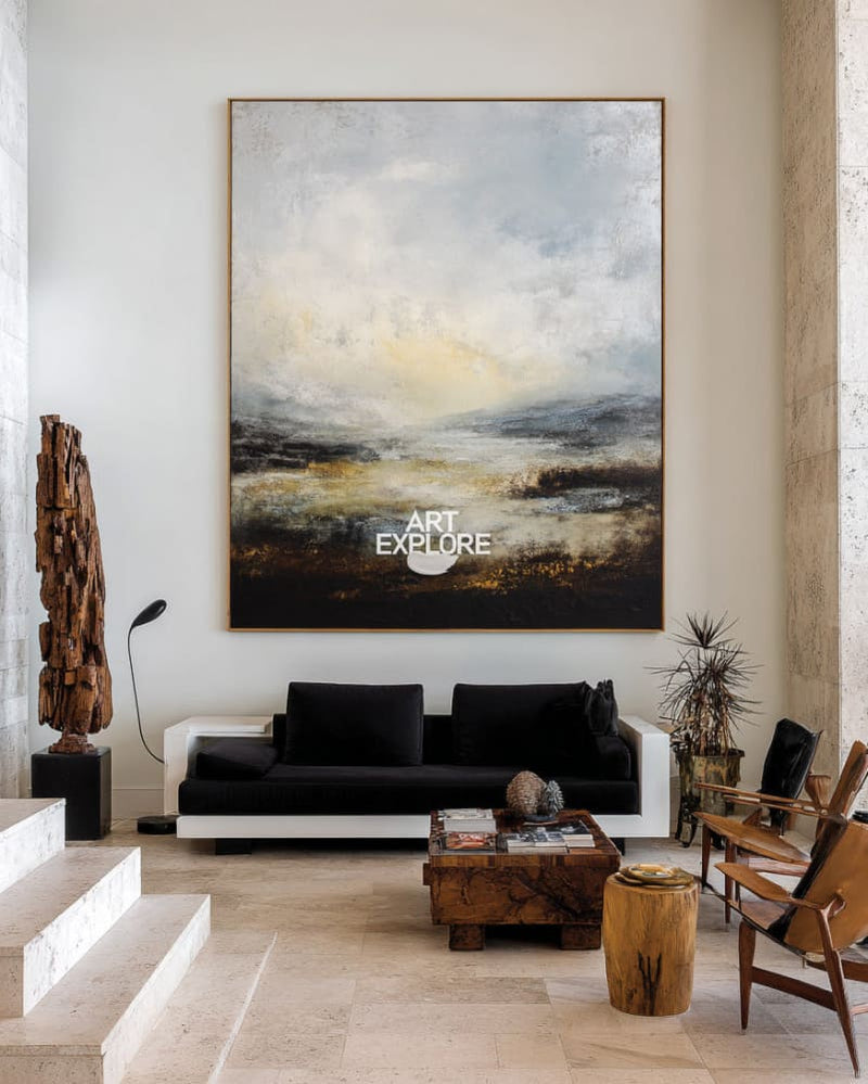 Brown Luxury Minimalist Wall Art | Large Textured Landscape Canvas | ArtExplore