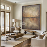 Brown Monochrome Texture Painting | Large Vertical Minimalist Canvas ArtExplore