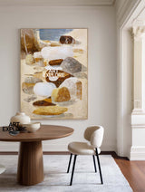 Brown Rock Minimalist Art | Vertical Handmade Texture Canvas for Large Walls ArtExplore