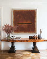 Wabi-sabi Brown Wall Art Large Gradient Monochrome Textured Canvas Art Brown Minimalist Art For Sale