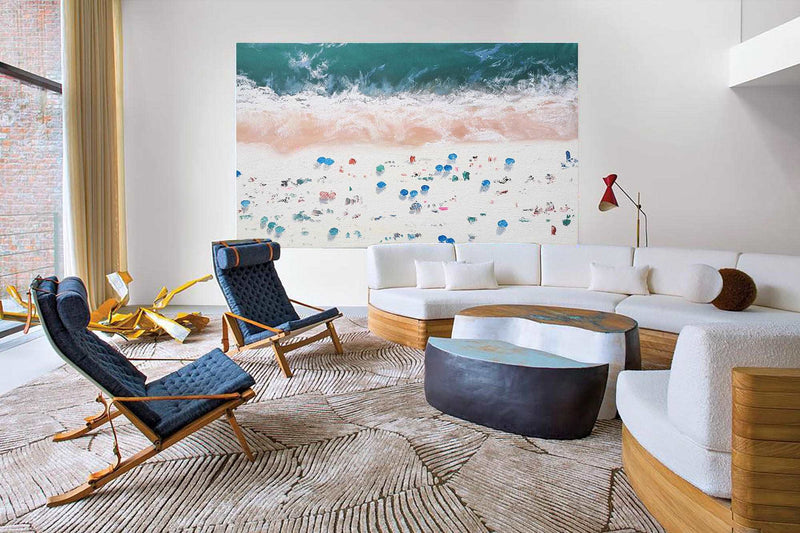 Oversize Abstract Coastal Canvas Acrylic Seascape Paintings Modern Impressionist Seascape Painting