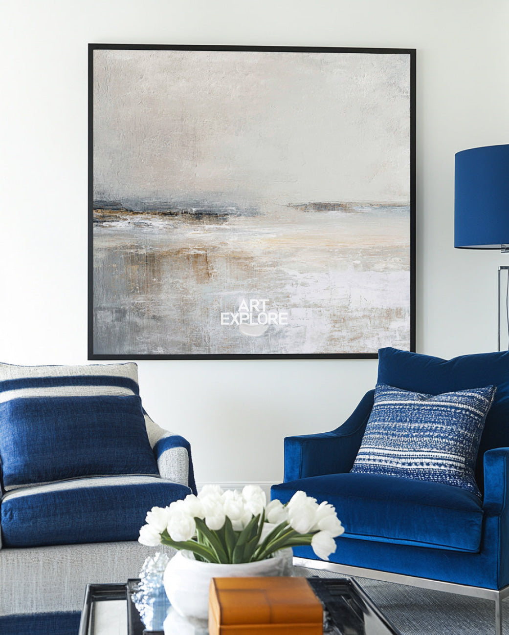 Calm Cloud Haze Landscape | Large Textured Oil Painting ArtExplore