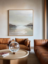 Calm Lake Reflection Painting, Large Neutral Textured Canvas – ArtExplore