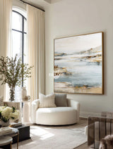 Calm Waters Landscape Wall Art | Large Minimalist Oil Painting ArtExplore