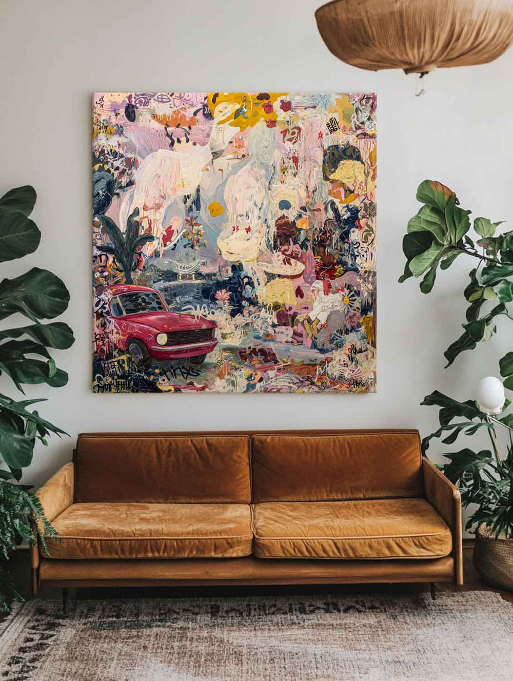 Captivating Urban Dreamspace Graffiti Art – Large Handmade Oil Painting on Canvas | ArtExplore