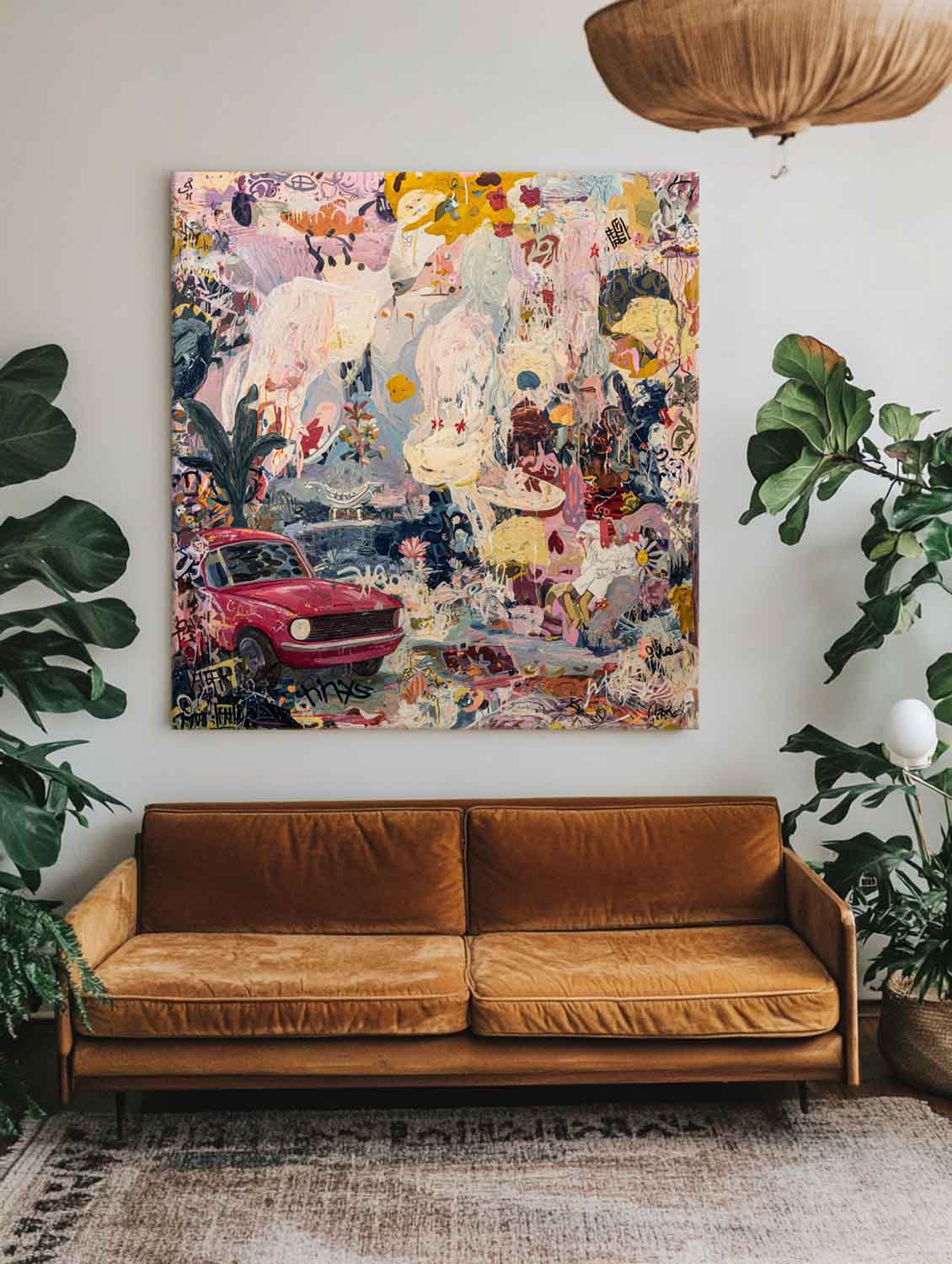 Captivating Urban Dreamspace Graffiti Art – Large Handmade Oil Painting on Canvas | ArtExplore