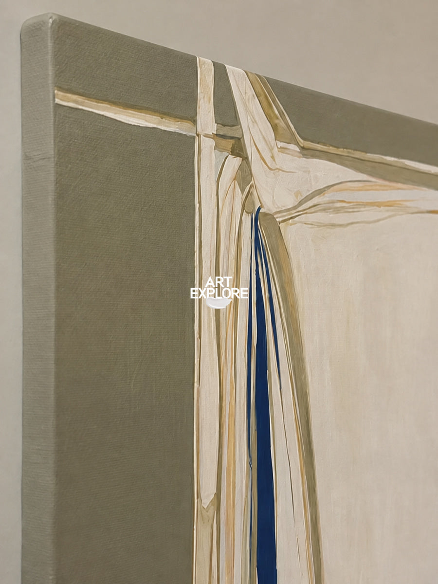Abstract Beige And Green Canvas Painting Hand-Painted Wall Art For Modern Home