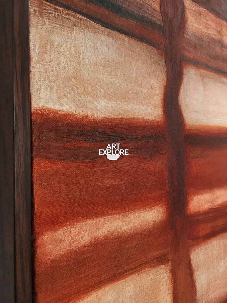 Abstract Red And Beige Minimalist Canvas Painting Hand-Painted Wall Art